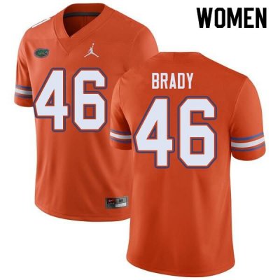 Women's Florida Gators #46 John Brady NCAA Jordan Brand Orange Authentic Stitched College Football Jersey XGW2562BE